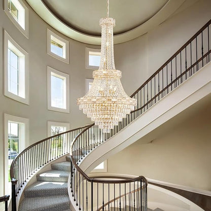 25 Lights Large Gold Crystal Chandeliers Luxury Modern Chandelier for High Ceilings 3 Tiers Pendant Lighting Fixture Foyer Staircase Hallway Entryway Banquet Hall Lobby 60.5" H x 31" D