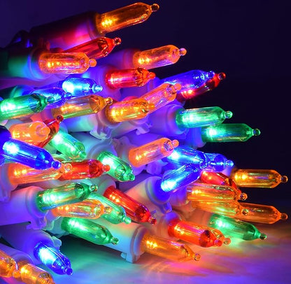 Holiday Essence 100 LED Multi Color Christmas String Lights Set, 26.9 Ft White Wire Indoor Outdoor Use Décor for Easter Wedding Bedroom Home Christmas Tree Traditional Decoration, UL Certified