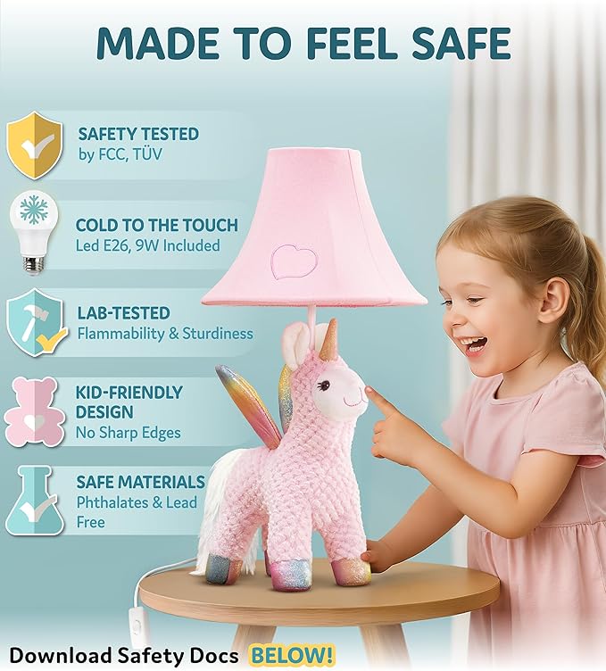 Unicorn Kids Lamp for Girls Bedroom - 19.7", Girls Lamp for Kids Room - Cute Christmas Gifts, Birthday Gifts for All Ages: Toddler Boys, Children, Grandkids 3 4 5 and Up Years Old, Sister, Brother