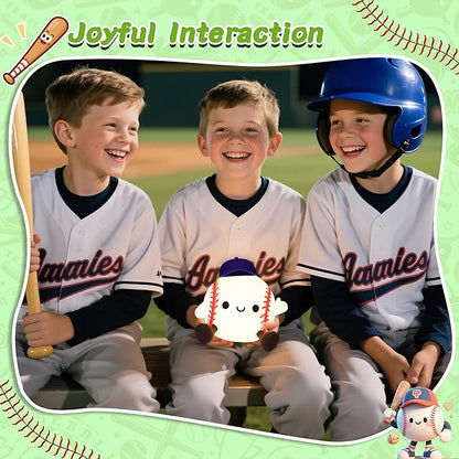 OkiyiD Baseball Night Light, Dimmable Silicone Touch Lamp with USB Rechargeable Soft Glow Bedside Lamp for Boys Bedroom Decor, Baseball Gifts for Boys Sport Fans Birthday Xmas
