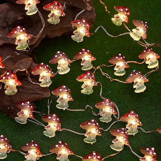Garden Décor Solar Powered Outdoor String Light Mushroom Lamp Solar Garden Fairy Lights Mushroom Night Lights Gifts Cottage core Décor 14ft 40LEDs Solar Pathway Fence Yard Window Mushroom Decor
