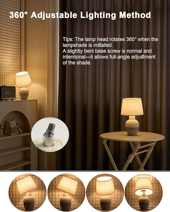 UMEXUS 13" Small Cordless Rechargeable Table Lamp, Ceramic, Remote Control Timer, Dimmer, RGB, Battery Operated, Warm Light Rustic Farmhouse Lamp for Kitchen Living Room Nightstand, Beige & Blue-Gray