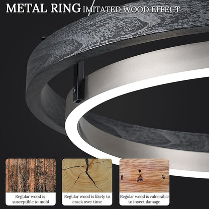 LED Ring Chandelier Dimmable Black Chandelier Round Foyer Chandeliers Light Brushed Nickel Circular Chandeliers for Dining Room Entry Bedroom Office Living Room 24in