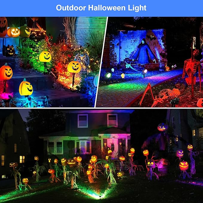 Easter Spot Lights Outdoor Color Changing Landscape Spotlights,12W RGBW LED Outdoor Spotlight for Yard Garden Decor,Waterproof 110V Plug in Landscape Lighting with Remote,4 Packs
