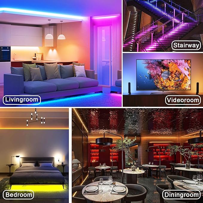 RGB COB LED Strip Lights 16.4ft High Density DC24V LED Tape Light 2880 LEDs Dimmable UL Listed FCOB Led Light Strip CRI 90+ Colorful Lighting for Kitchen Cabinets(No Adapter or Controller)