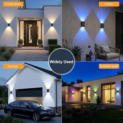Solar Wall Light Outdoor,3000/4500/6000K/RGB 13 Modes Dusk to Dawn Wall Lighting Solar Sconce Lights IP67 Waterproof Up and Down Solar Lights Outdoor for House, Yard ,Garage, Porch,Fence,Patio(4PCS)