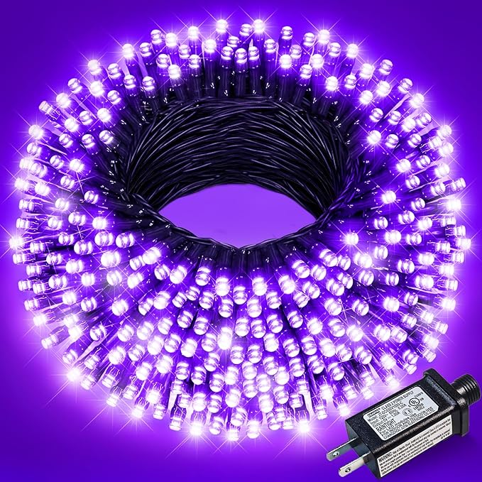 Purple Christmas Lights Outdoor, 66FT 200 LED String Lights for Outside Waterproof, 8 Modes Connectable Fairy Lights Green Wire for Indoor Home Garden Patio Party Holiday Decorations