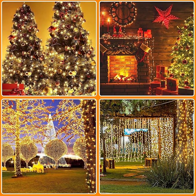 FairyGlim Battery Christmas Lights with Remote, 66ft 200LED Fairy Lights Battery Operated with Timer 8 Modes Waterproof for Outdoor Party Holiday Xmas Christmas Trees Decoration (Warm White)