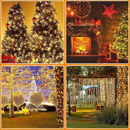FairyGlim Battery Christmas Lights with Remote, 66ft 200LED Fairy Lights Battery Operated with Timer 8 Modes Waterproof for Outdoor Party Holiday Xmas Christmas Trees Decoration (Warm White)