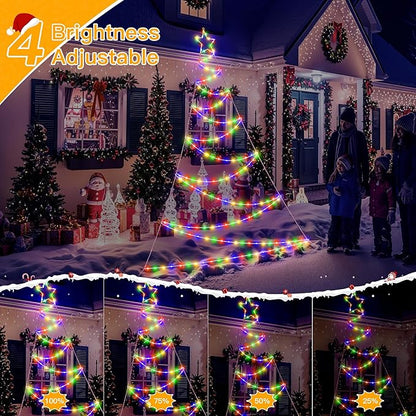 Ollny Outdoor Lighted Christmas Decorations 13FT Tall, IP67 Waterproof Outdoor Christmas Lights with 3 Timers and 8 Lighting Modes, Xmas Decor Light for House Yard Window Wall Lights (Multicolored)