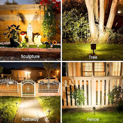 Solar Lights Outdoor Waterproof IP65, Super Bright LED with Lens, 3000K 2 Lighting Modes, Solar Powered Yard Garden Solar Spot Lights for Outside Landscape Auto On/Off -6 Pack