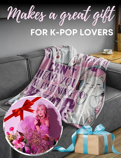 Huglanket Kpop Gifts for Teen Girl K Pop Lovers, Kpop Merch Stuff Blanket for Women for Birthday, Christmas, Cats, 60"x 80"