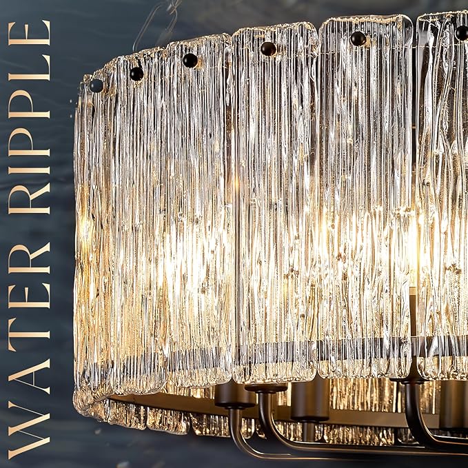 CATINER 12-Light Crystal Glass Chandeliers Modern 30" Black Drum Chandelier Luxury Ceiling Pendant Light Fixture for Living Room Dining Room Kitchen Foyer Bedroom