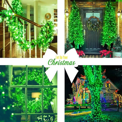 JMEXSUSS 600 LED Green Lights Indoor Outdoor Waterproof, Clear Wire Plug in 168 FT Green Christmas String Lights for Yard Tree Room Garden Halloween Party Xmas Decor, 8 Mode, Remote