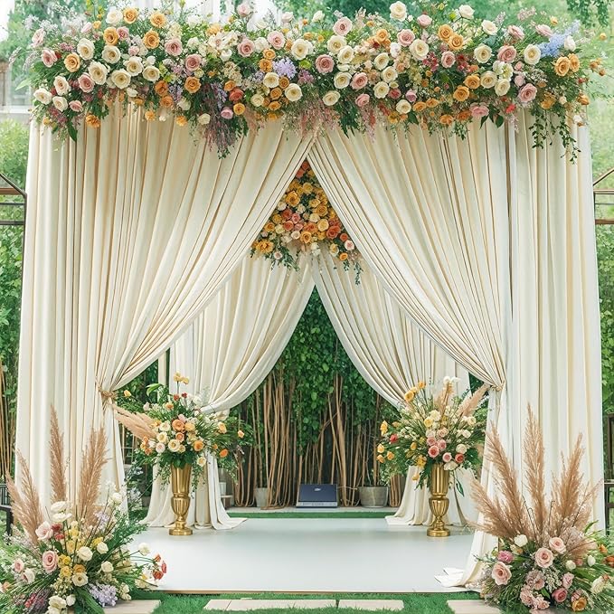 4 Panels Beige Backdrop Curtain for Wedding Parties Wrinkle Free Beige Photo Curtains Backdrop Drapes Fabric Decoration for Baby Shower Photoshoot 20ft(W) x 10ft(H)