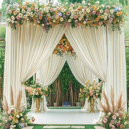 4 Panels Beige Backdrop Curtain for Wedding Parties Wrinkle Free Beige Photo Curtains Backdrop Drapes Fabric Decoration for Baby Shower Photoshoot 20ft(W) x 10ft(H)