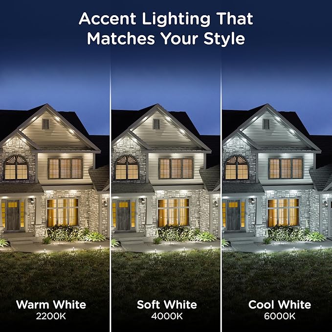 Enbrighten Eternity Accent Permanent Outdoor Lights, 50ft with 12 RGBWIC LED Lights, App‑Controlled, Cuttable, Christmas, Accent & Year‑Round Eave Lighting, Works with Alexa & Google Home, 85709