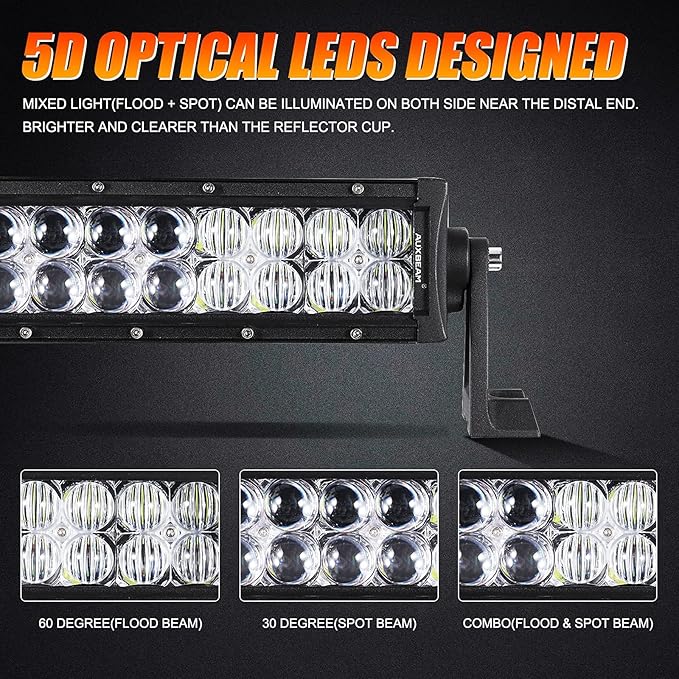 Auxbeam 42" LED Light Bar 240W Spot Flood Combo Off Road Lights Driving Lights LED Work Lights 5D Lens with Wiring Harness for Car SUV UTV ATV Pickup Truck