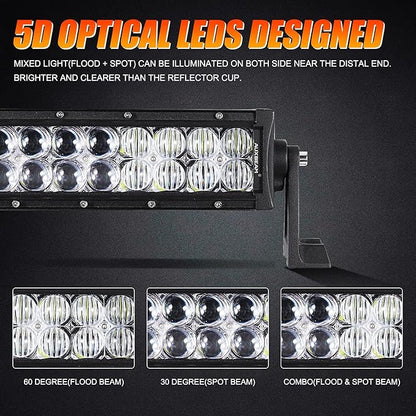 Auxbeam 42" LED Light Bar 240W Spot Flood Combo Off Road Lights Driving Lights LED Work Lights 5D Lens with Wiring Harness for Car SUV UTV ATV Pickup Truck