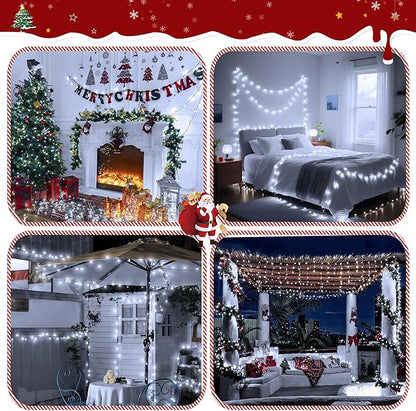 394FT 1200 LED Christmas Lights Outdoor, White Christmas Tree Lights Plug in, 8 Modes Twinkle String Light for Bedroom Wedding Party Ceiling Xmas Home Decorations