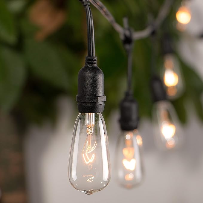 10 Pack Edison Replacement Light Bulbs,7-Watt E17 Screw Base ST40 Replacement Clear Glass Light Bulbs for Outdoor String Lights, Warm White