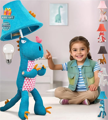 Dinosaur Girls Lamp for Kids Room - 27", Kids Lamp for Girls Bedroom - Cute Christmas Gifts, Birthday Gifts for All Ages: Toddler Boys, Children, Grandkids 3 4 5 and Up Years Old, Sister, Brother