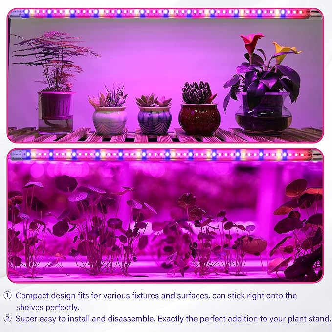 iPower 40W LED Plant Grow Light Strips Full Spectrum for Indoor Plants with Auto ON/Off 3/9/12H Timer, 10 Dimmable Levels 48 LEDs Per Tude, for Hydroponics Succulent, 3 Tubes, Mix