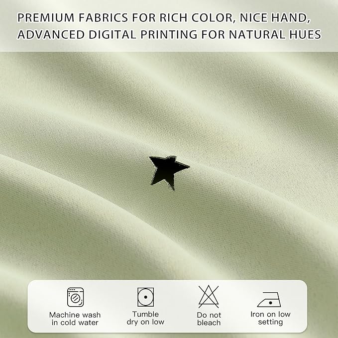 XiDi Sage Green Blackout Curtains for Kids Bedroom 96 Inches Long 2 Panels Thermal Insulated Energy Saving Living Room Window Treatment Curtains Star Blackout Drapes Nursery Kids, W52xL96 Inch, Sage