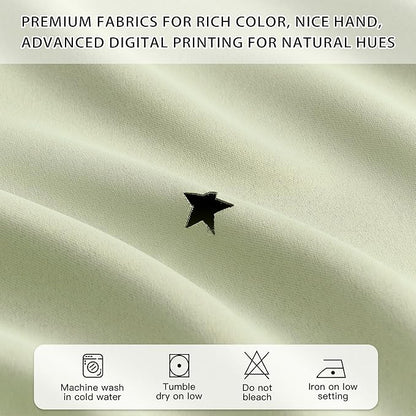 XiDi Sage Green Blackout Curtains for Kids Bedroom 96 Inches Long 2 Panels Thermal Insulated Energy Saving Living Room Window Treatment Curtains Star Blackout Drapes Nursery Kids, W52xL96 Inch, Sage