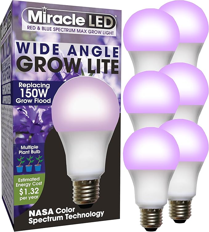Miracle LED Grow Light, 6-Pack, Multi-Plant Red & Blue 150W