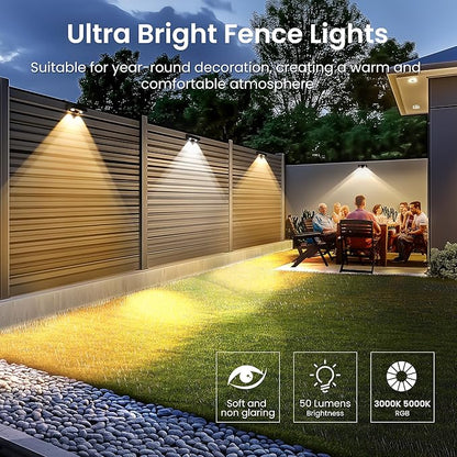 SOLPEX Solar Fence Lights Outdoor, 9 Fixed Colors ＆ Color Changing Fence Solar Lights Outdoor Waterproof IP65, LED Deck Lighting for Halloween Wall Backyard Step Railing Patio Pool Porch(12 Pack)