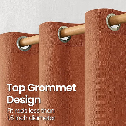 BGment Terracotta Linen Curtains for Living Room 84 Inch Length 2 Panels Set, Burlap Textured Thick Light Filtering Window Drapes for Farmhouse Home Decor, 52 Inch Wide Each Panel
