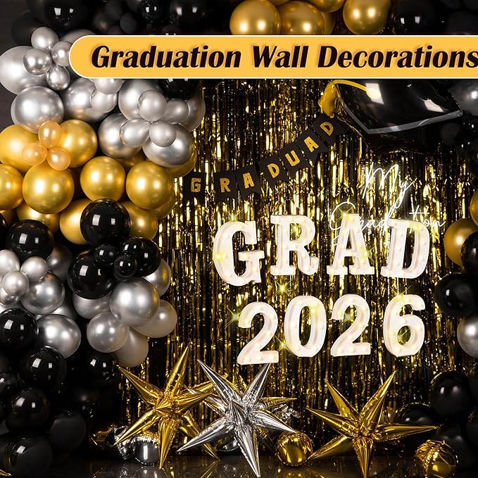 Graduation Decorations 2026, 8 Pcs Marquee Light Up Letter Grad 2026 Sign, Graduation Centerpieces for Table, Class of 2026 Decorations for College High School, Lighted Grad Party Decor