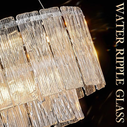 Modern Chrome Chandeliers, 20” 7-Light Crystal Glass Ceiling Pendant Light Fixtures Luxury Round Chandelier 2 Tiers Hanging Lighting for Dining Room Foyer Living Room Bedroom