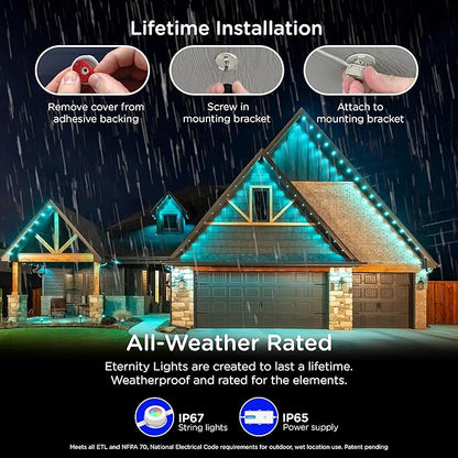 Enbrighten Vibe Eternity Permanent Outdoor Lights Extension Only, 16.5ft with 12 RGBWIC LEDs, Not for Standalone Use, Enbrighten 50ft or 100ft Eternity Lights Needed, Extendable up to 200ft, 81104