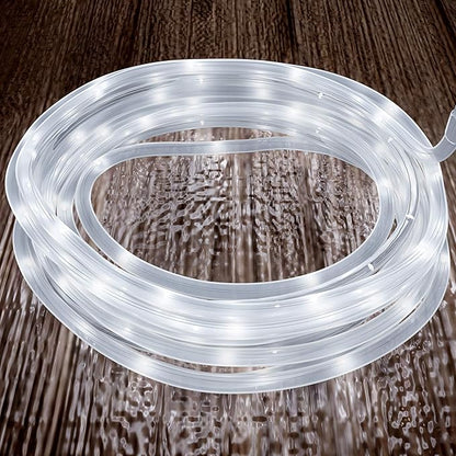 Outdoor Solar Rope Light- Solar Powered Cable String 100 LED Lights with 8 Modes for Patio, Backyard, Garden, Events by Pure Garden (Cool White)