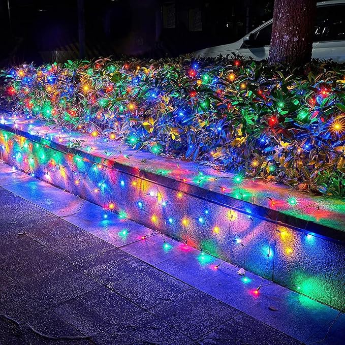 Dirnun Led Christmas Net Lights Outdoor Christmas Lights Multicolor 160LED 5ftx7ft, Waterproof Outdoor Indoor Fairy Mesh Net Light for Xmas Party, Yard, Patio, Trees, Shrubs, Bushes Decorations