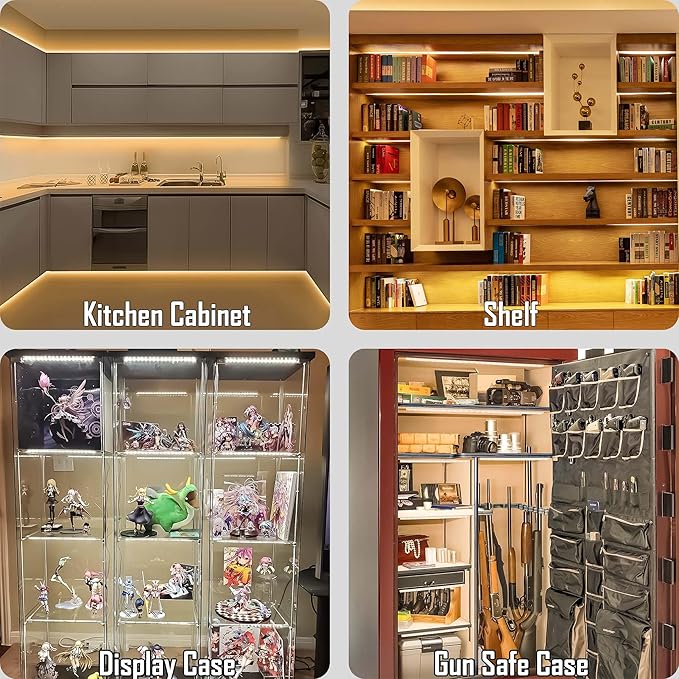 Under Cabinet Lights, Plug in, Seamlessly Linkable 12 Inch, 6 Bars+Switch+Extensions, Under Counter Lighting for Kitchen, Closet, Gun Safe, Shelf, Display Case, LED 5000k Daylight