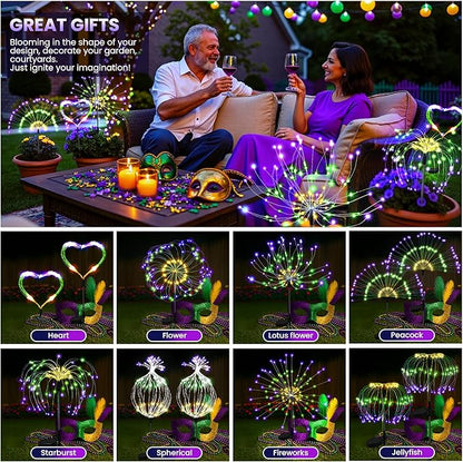PEVOROS Garden Decor Solar Lights Outdoor,6 Pack 120LED Waterproof Colorful Solar Garden Lights Your Outdoor Decoration,Yard, Patio, Porch,Flower Pot,Pathway, for 4th of July (Purple, Green, Yellow)