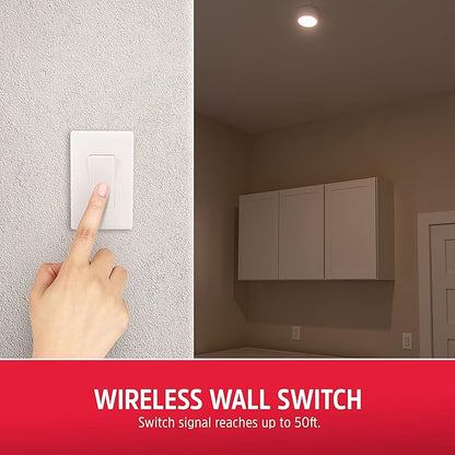 Energizer LED Ceiling Light Fixture, Battery Operated, Wireless Wall Switch Remote, 200 Lumens, Ceiling Light No Electricity, Perfect for Closets, Laundry Room, Garage, and More, 47485-T2