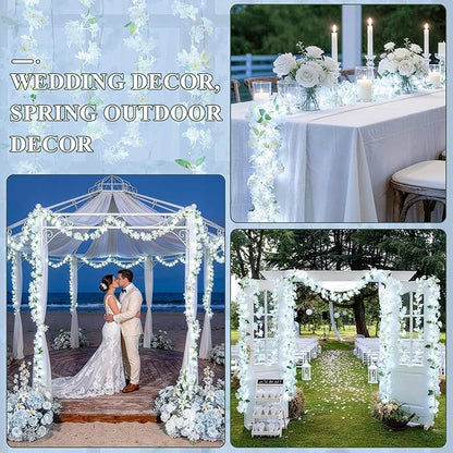 JMEXSUSS 48 LED White Flower Lights, Battery Artificial Flower Garland with Lights, 15.75 FT Climbing Weeping Jasmine Fairy Light with Flower Vines Garland for Spring Wedding Bedroom Decor(Cool White)