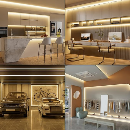 MIWISE COB LED Strip 20ft/6.1m,CRI 90+ Warm White 3000K High Lumen Super Bright Flexible DC24V LED Tape Light,for Cabinet Home Office DIY Lighting Projects(Adapter & Controller NOT Included)