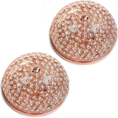 Elegant Designs FM1000-RGD-2PK Elipse Crystal 13 Inch Modern Metal 2 Light Bowl Shaped Ceiling Flush Mount Fixture 2 Pack, Rose Gold