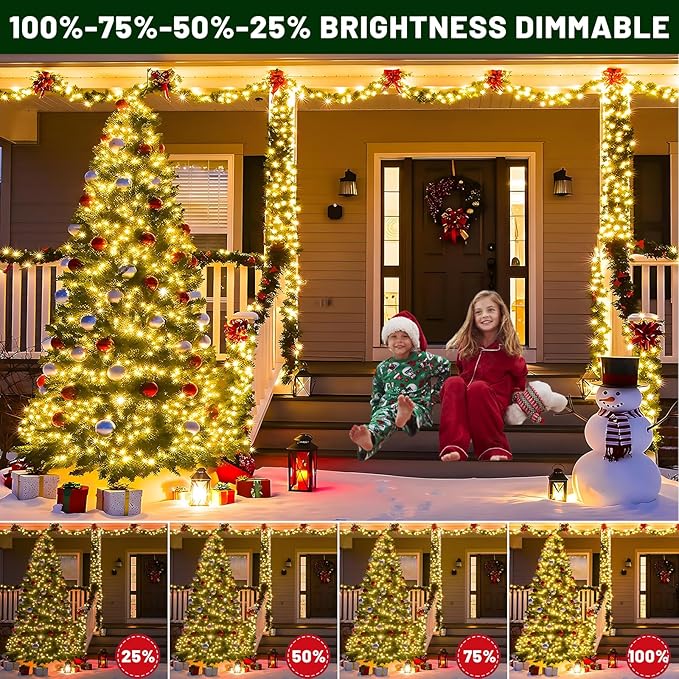 100FT 300 LED Color Changing Christmas Lights, Warm White & Multicolor Outdoor String Lights with Remote, Waterproof Fairy Twinkle Light for Outside Indoor Home Patio Yard Party Garden Decorations