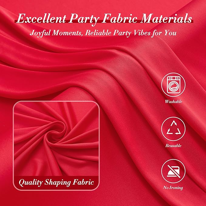 30ft x 10ft Wrinkle Free Red Backdrop Curtains for Parties, Polyester Photo Backdrop Drapes 6 Panels 5x10ft for Weddings Birthday Party Christmas Photography Background