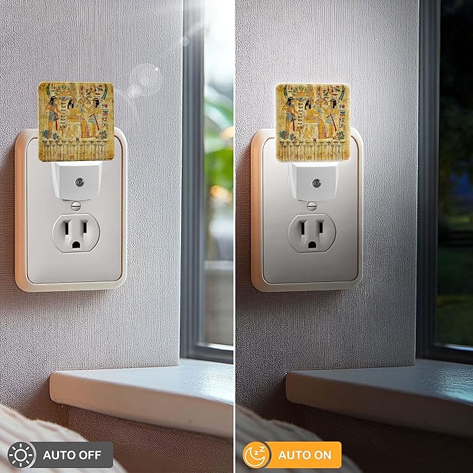 LED Night Light Lamp with Smart Sensor Dusk to Dawn Sensor,Ancient Egyptian Papyrus Night Light Daylight White,0.5W Plug-into Wall for Adults,Bedroom,Bathroom,Hallway,Kitchen