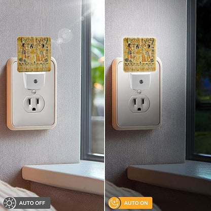 LED Night Light Lamp with Smart Sensor Dusk to Dawn Sensor,Ancient Egyptian Papyrus Night Light Daylight White,0.5W Plug-into Wall for Adults,Bedroom,Bathroom,Hallway,Kitchen