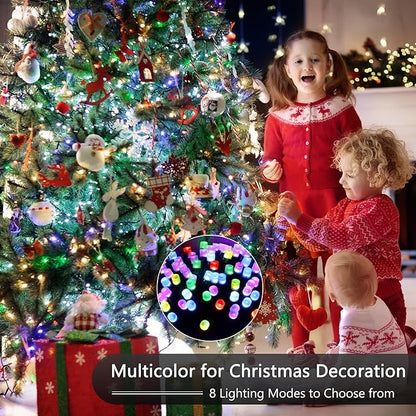iShabao RGB Color Changing String Lights, 115ft 300 LED Red Wihte Blue Light with Remote Timer, Wateproof Plug in,July 4th Patriotic Lights for Wreath Home Party Yard Garden Tree Decor