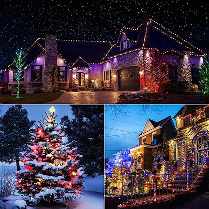 iBaycon Solar C9 Christmas Lights Outdoor, 65FT 100LED C9 Strawberry String Light, 8 Modes Solar Powered Lights String for Xmas Tree House Eaves Roof Christmas Holiday Decorations