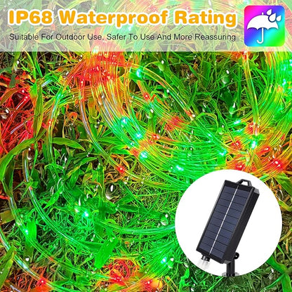 33FT 100 LED Solar Rope Lights, 18 Colors with Timer, 5 Modes, Waterproof Plug-in Remote Control Camping String Lights for Outside, Camping, Classroom, Party, Festival Decoration Solar Lights Outdoor